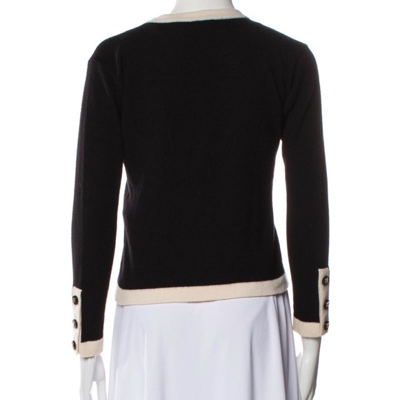 Authentic CHANEL 1995 Black and White Cashmere Cardigan Sweater FR. 38 - Picture 2 of 3